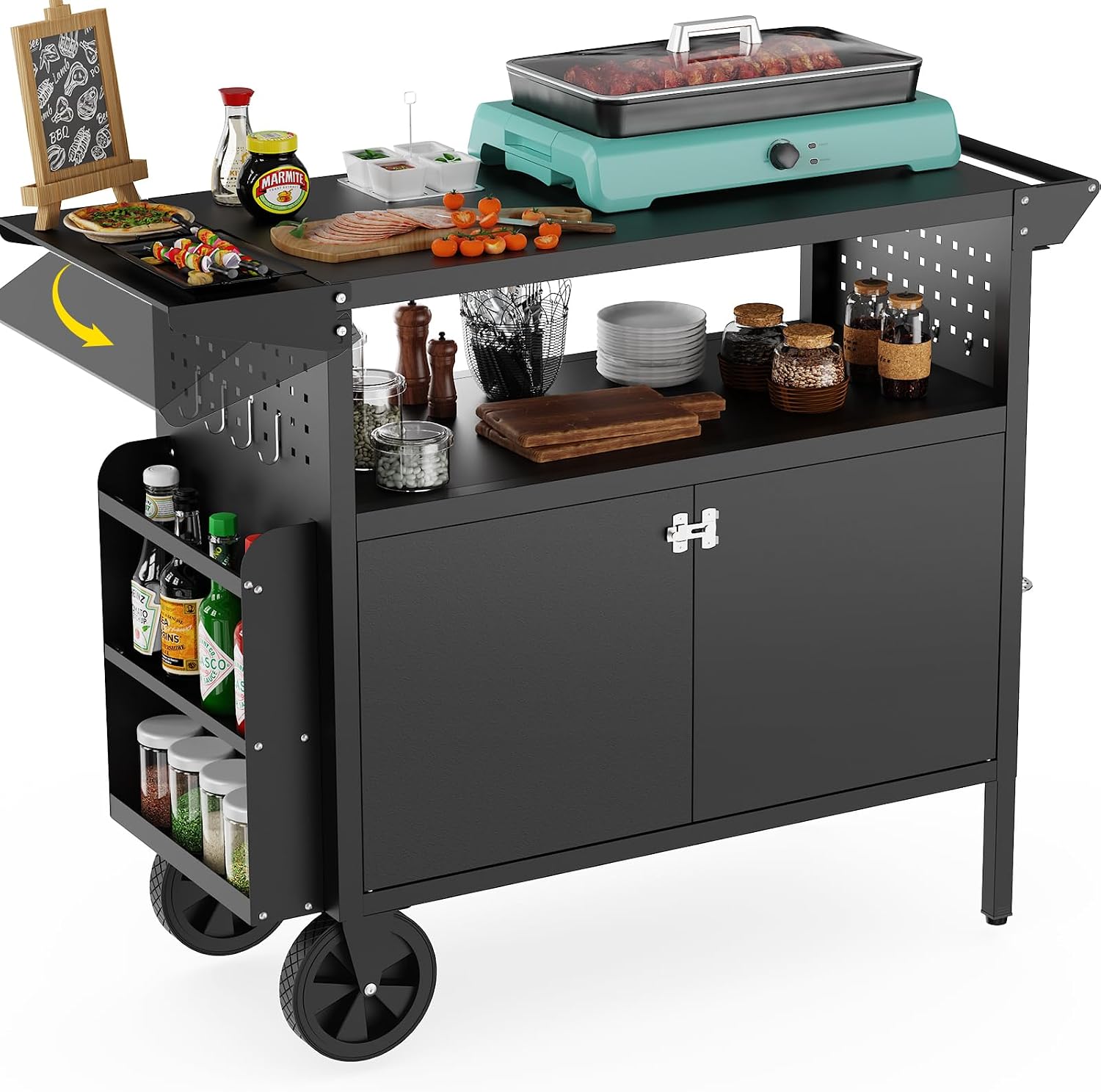 Camping Cooking Grill - Table de barbecue d'extérieur avec rangement,