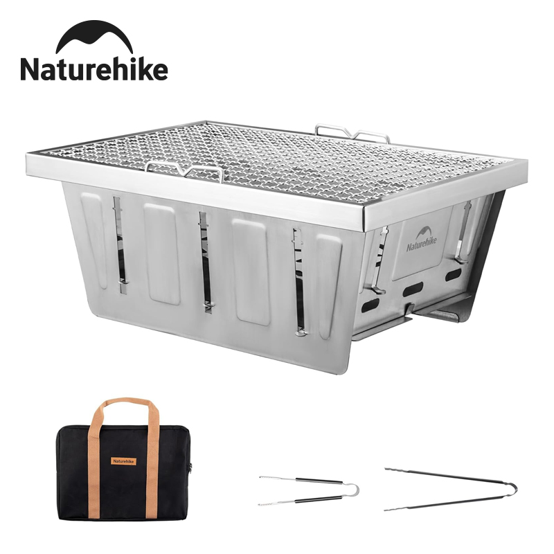 Camping Cooking Table With Windshield - Naturerandonnée Camping gril à charbon de