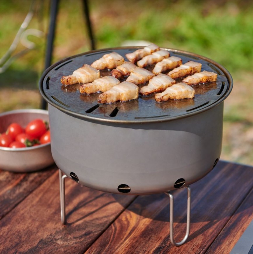 Camping Cooking Table With Windshield - Table de barbecue coréenne Portable en