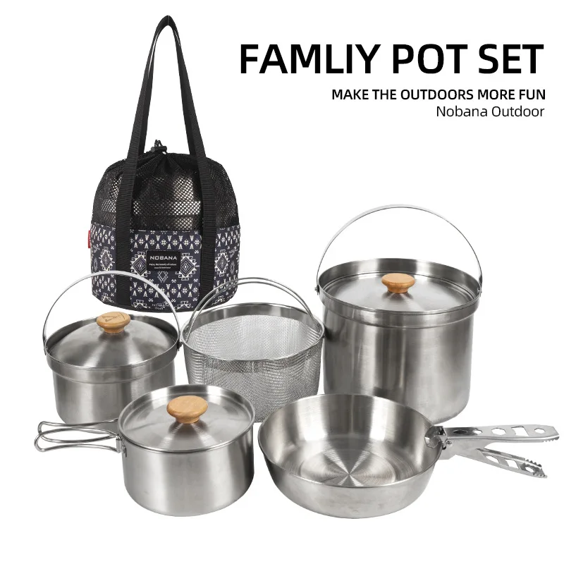 Camping Cooking Pot Stainless Steel - Nouvel ensemble de casseroles en acier
