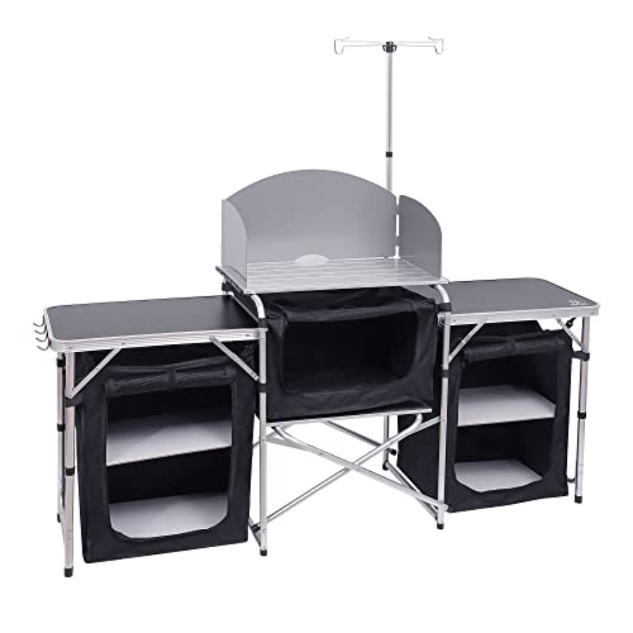 Camping Cooking Table With Windshield - Table de cuisine de camping, table