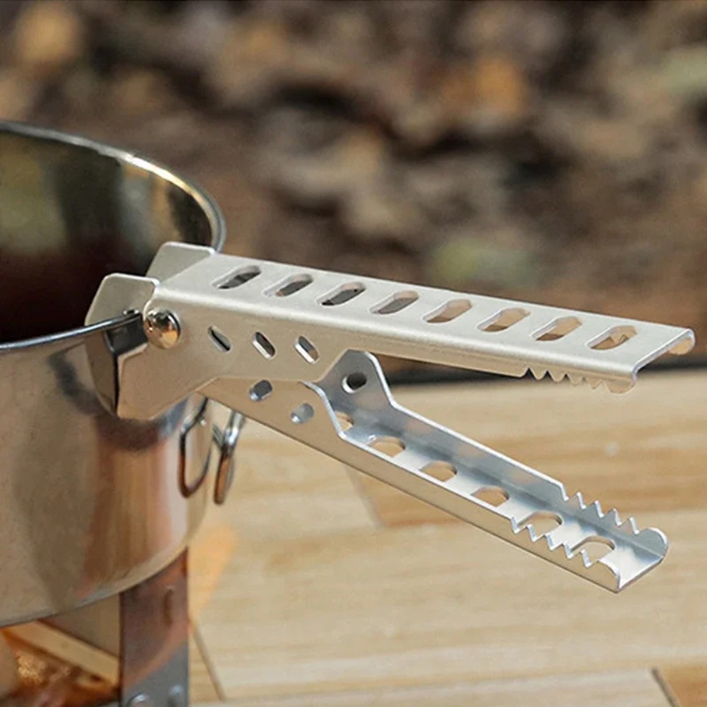Camping Cooking Pot Stainless Steel - Clip en alliage d'aluminium Anti-chaud, support