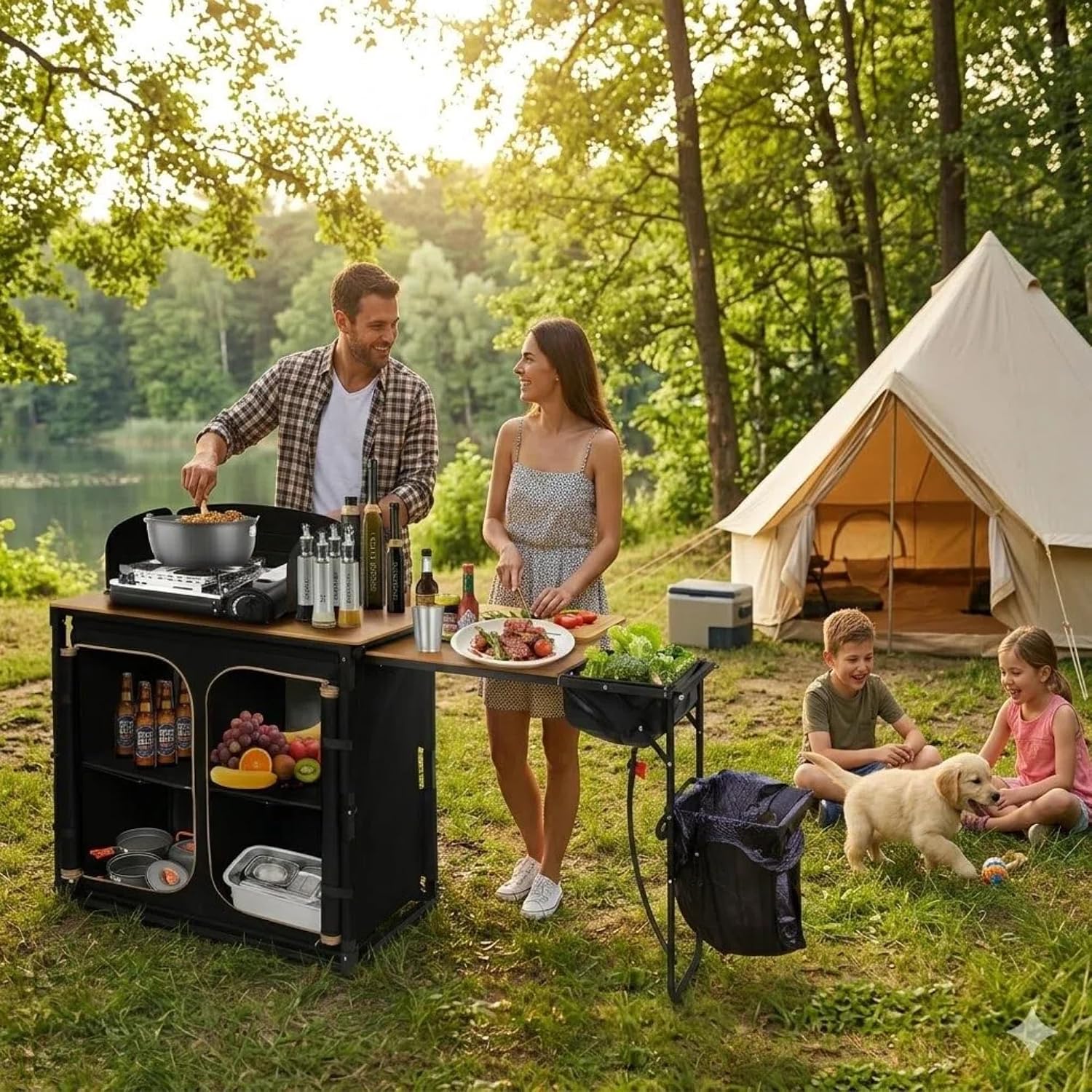 Table de camping pliante en ba - Camping Cooking Table With Windshield avis et prix