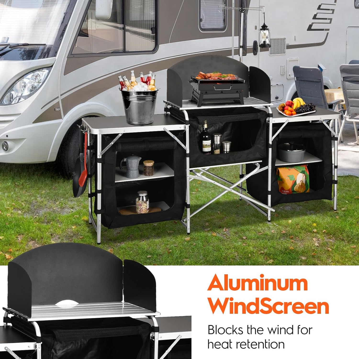 Personnalisé polyvalent 3 armo - Camping Cooking Table With Windshield avis et prix