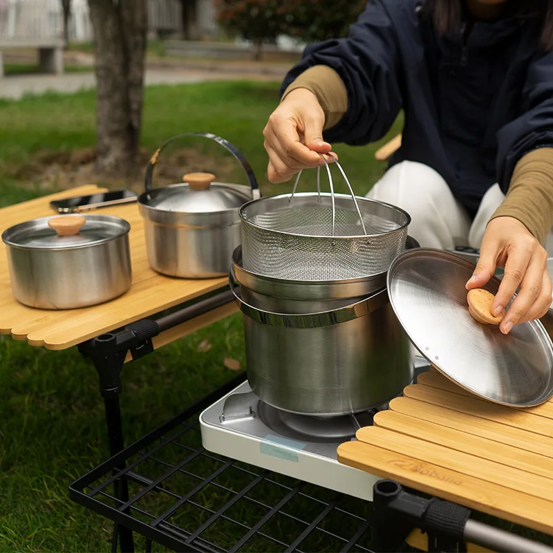 Nouvel ensemble de casseroles  - Camping Cooking Pot Stainless Steel avis et prix