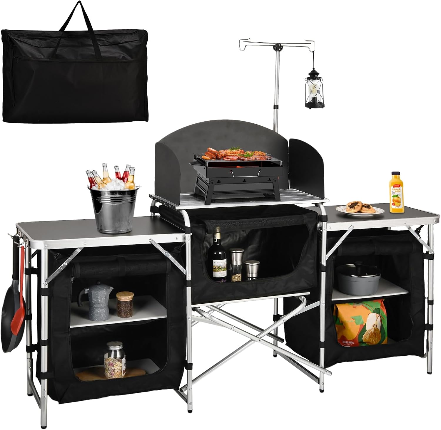Table de cuisine pliante en al - Camping Cooking Table With Windshield avis et prix