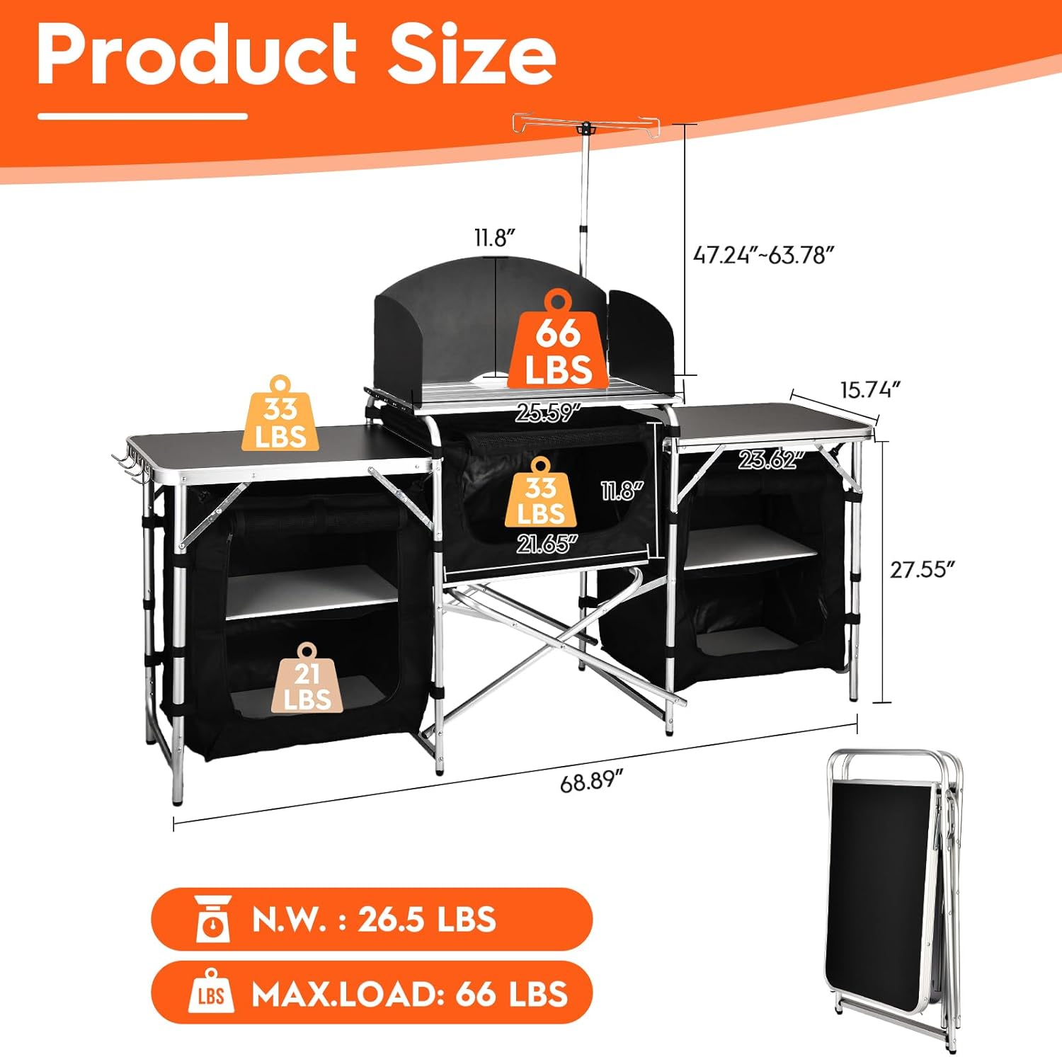 Table de cuisine pliante en al - Camping Cooking Table With Windshield avis et prix
