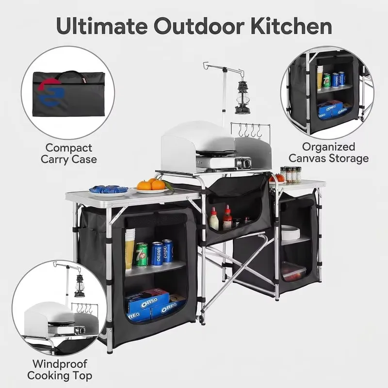Meuble de cuisine d'extérieur  - Camping Cooking Table With Windshield avis et prix