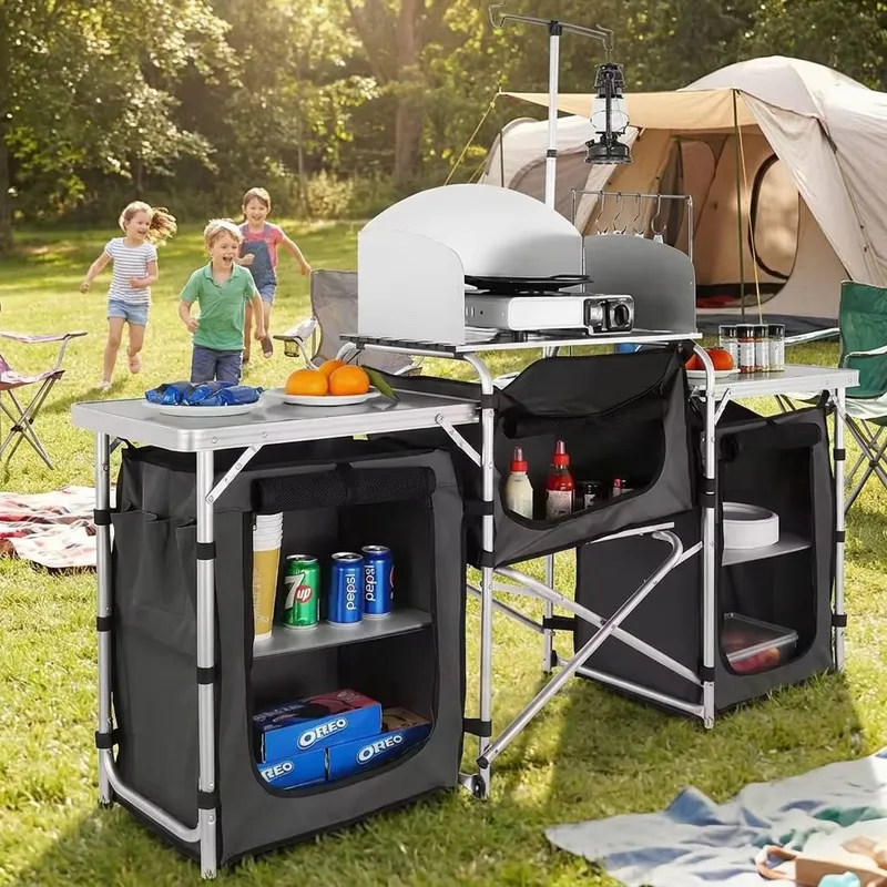 Meuble de cuisine d'extérieur  - Camping Cooking Table With Windshield avis et prix